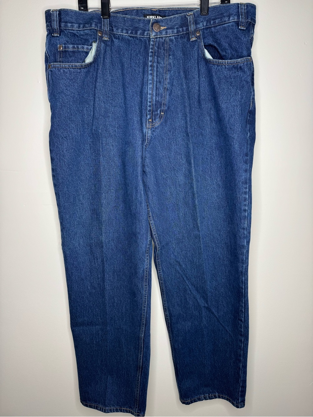 Kirkland Signature Straight-Leg Classic Denim Jeans in Deep Blue